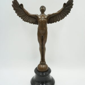 DUŻA FIGURA Z BRĄZU IKAR Z ROZŁOŻONYMI SKRZYDŁAMI 40cm