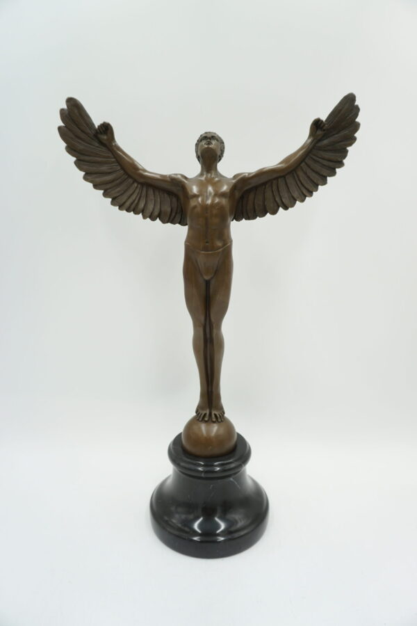 DUŻA FIGURA Z BRĄZU IKAR Z ROZŁOŻONYMI SKRZYDŁAMI 40cm