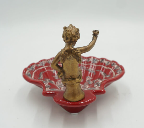 PATERKA POPIELNICZKA MYDELNICZKA PORCELANA Z BRĄZEM - ANIOŁEK.