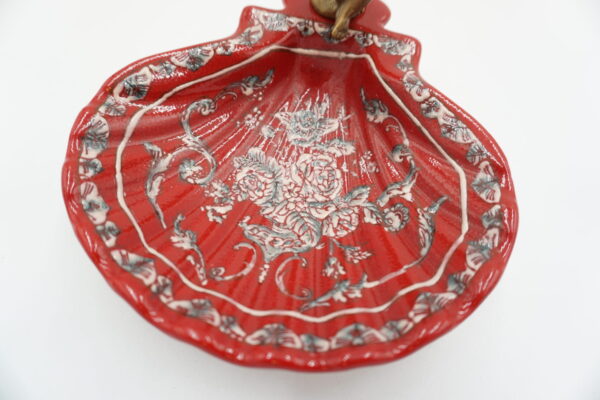 PATERKA POPIELNICZKA MYDELNICZKA PORCELANA Z BRĄZEM - ANIOŁEK.