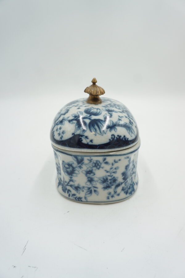 SZKATUŁKA PUZDERKO PORCELANA Z BRĄZEM