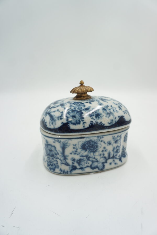 SZKATUŁKA PUZDERKO PORCELANA Z BRĄZEM