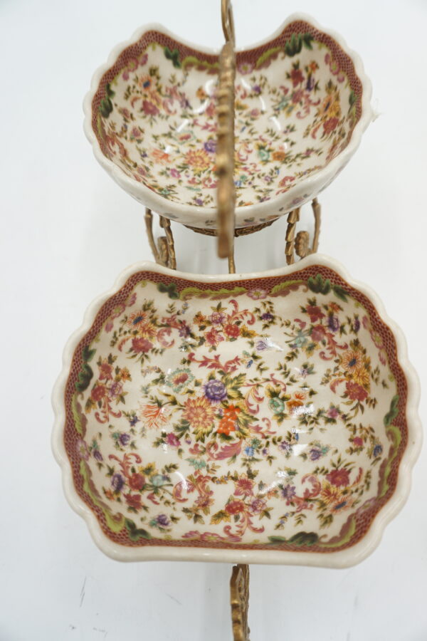 PODWÓJNA PATERA PATERKA PORCELANA+BRĄZ.