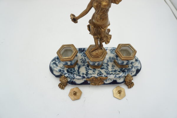 KAŁAMARZ ANIOŁ PORCELANA Z BRĄZEM