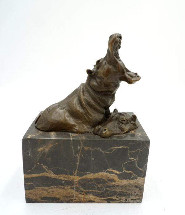 FIGURA Z BRĄZU DWA HIPOPOTAMY