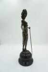 DUŻA FIGURA Z BRĄZU KOBIETA DAMA W KAPELUSZU Z LASKĄ ARYSTOKRACJA WYS 41cm