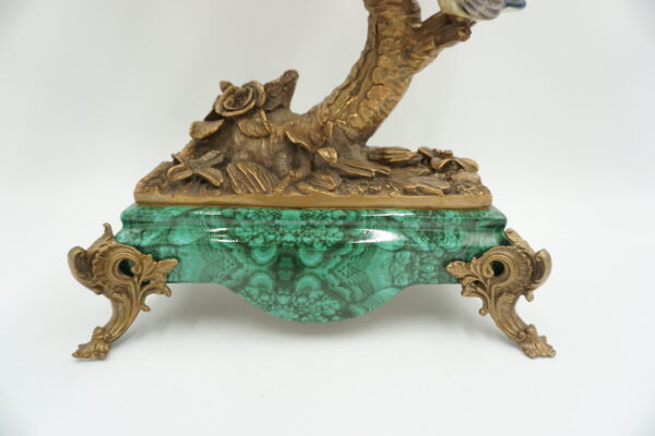 ŚWIECZNIK DRZEWKO PORCELANA Z BRĄZEM PTASZKI I KWIATY