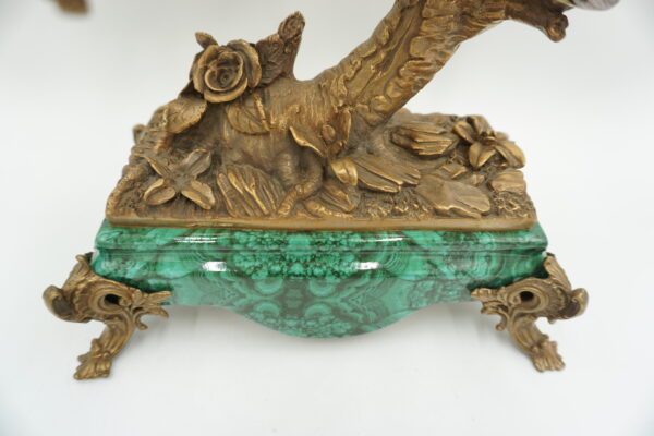 ŚWIECZNIK DRZEWKO PORCELANA Z BRĄZEM PTASZKI I KWIATY