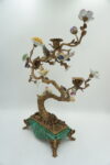 ŚWIECZNIK DRZEWKO PORCELANA Z BRĄZEM PTASZKI I KWIATY
