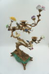 ŚWIECZNIK DRZEWKO PORCELANA Z BRĄZEM PTASZKI I KWIATY