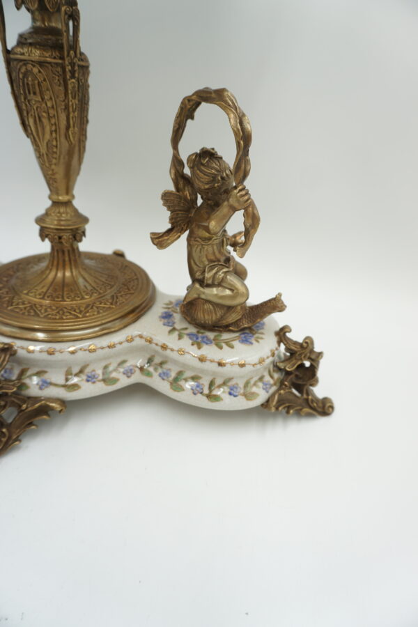 PIĘKNA PATERA PORCELANA+BRĄZ WRÓŻKI NA ŚLIMAKACH