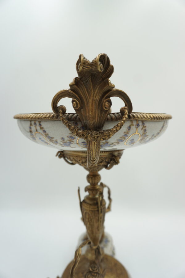 PIĘKNA PATERA PORCELANA+BRĄZ WRÓŻKI NA ŚLIMAKACH