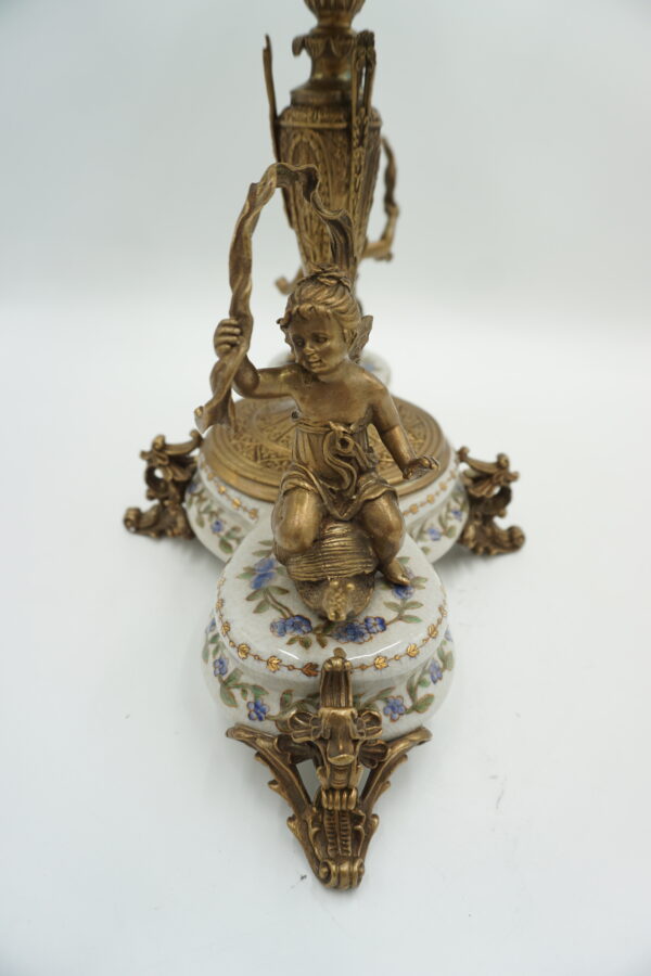 PIĘKNA PATERA PORCELANA+BRĄZ WRÓŻKI NA ŚLIMAKACH