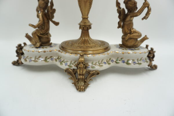 PIĘKNA PATERA PORCELANA+BRĄZ WRÓŻKI NA ŚLIMAKACH