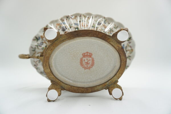 PATERA PATERKA MYDELNICZKA PORCELANA Z BRĄZEM - WIEWIÓRKA