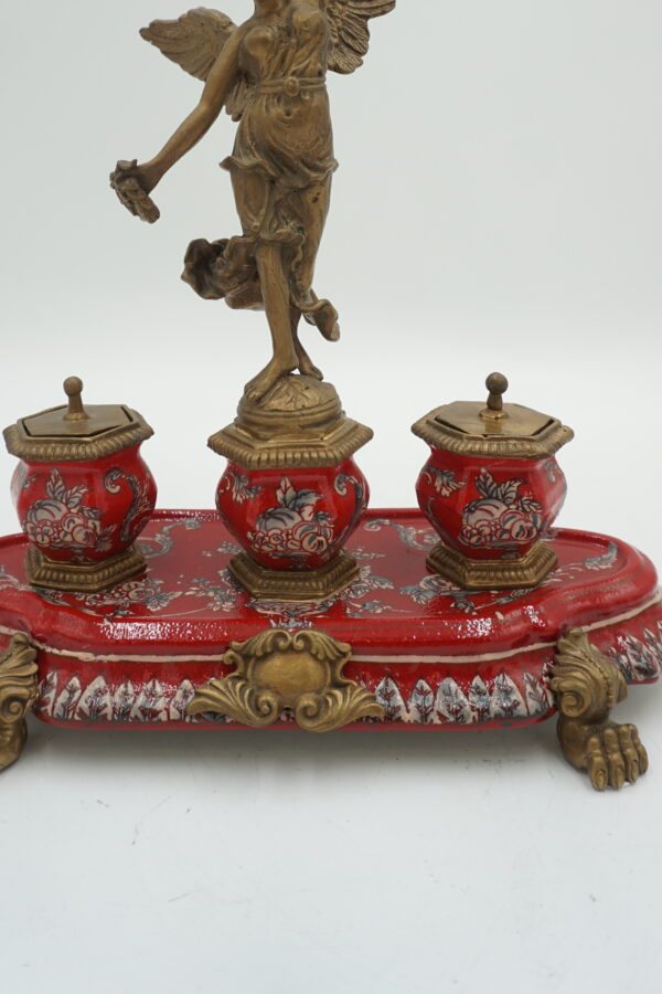 KAŁAMARZ ANIOŁ PORCELANA Z BRĄZEM