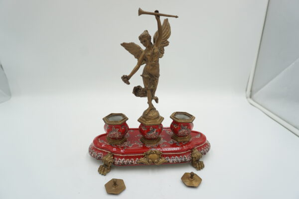 KAŁAMARZ ANIOŁ PORCELANA Z BRĄZEM