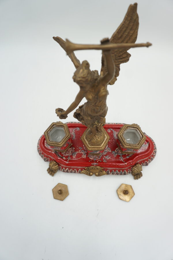 KAŁAMARZ ANIOŁ PORCELANA Z BRĄZEM