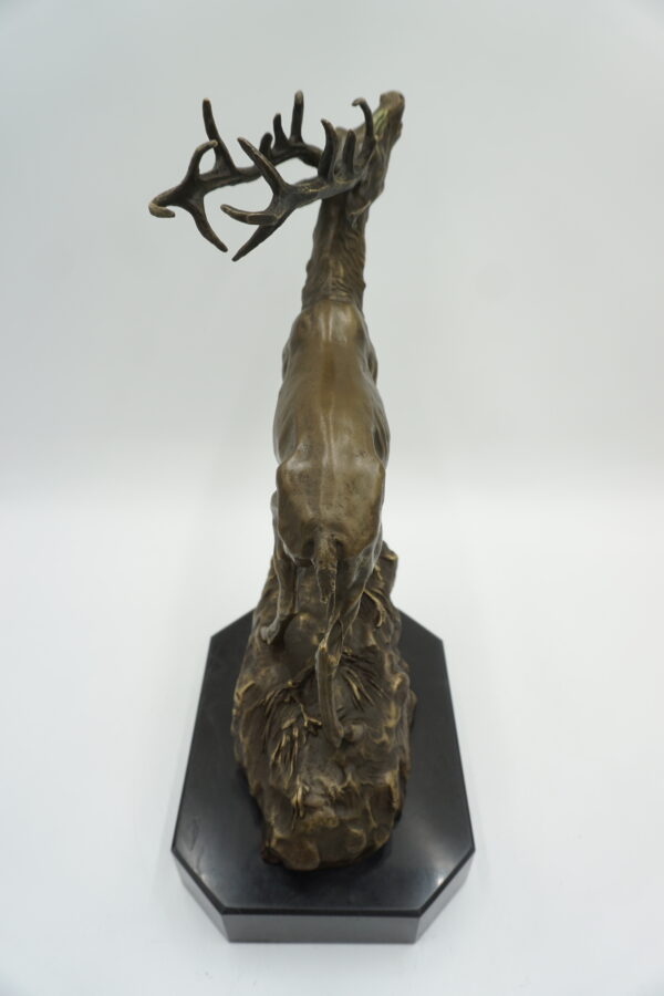 FIGURA Z BRĄZU RYCZĄCY JELEŃ PREZENT DLA MYŚLIWEGO