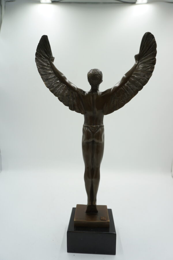 DUŻA FIGURA Z BRĄZU IKAR Z ROZŁOŻONYMI SKRZYDŁAMI 46cm