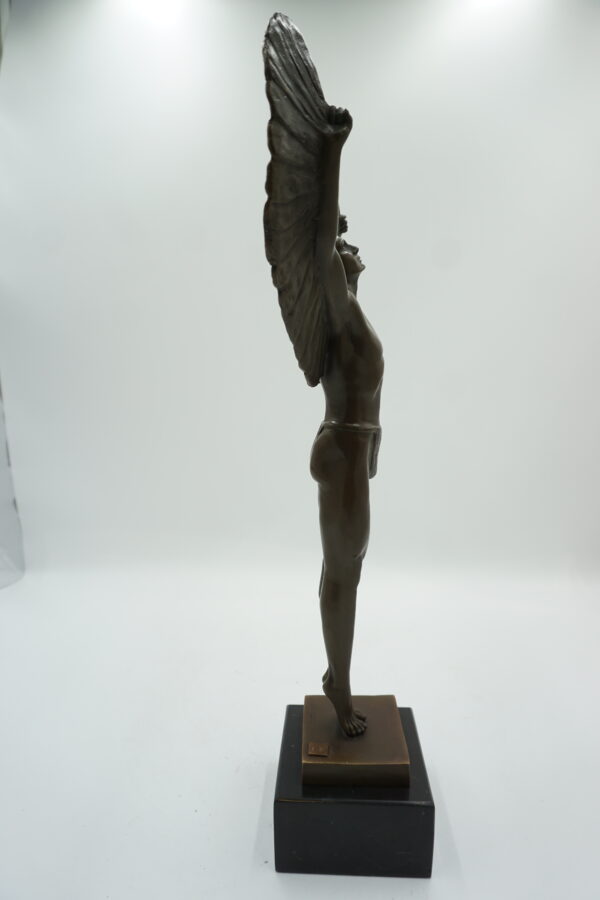 DUŻA FIGURA Z BRĄZU IKAR Z ROZŁOŻONYMI SKRZYDŁAMI 46cm