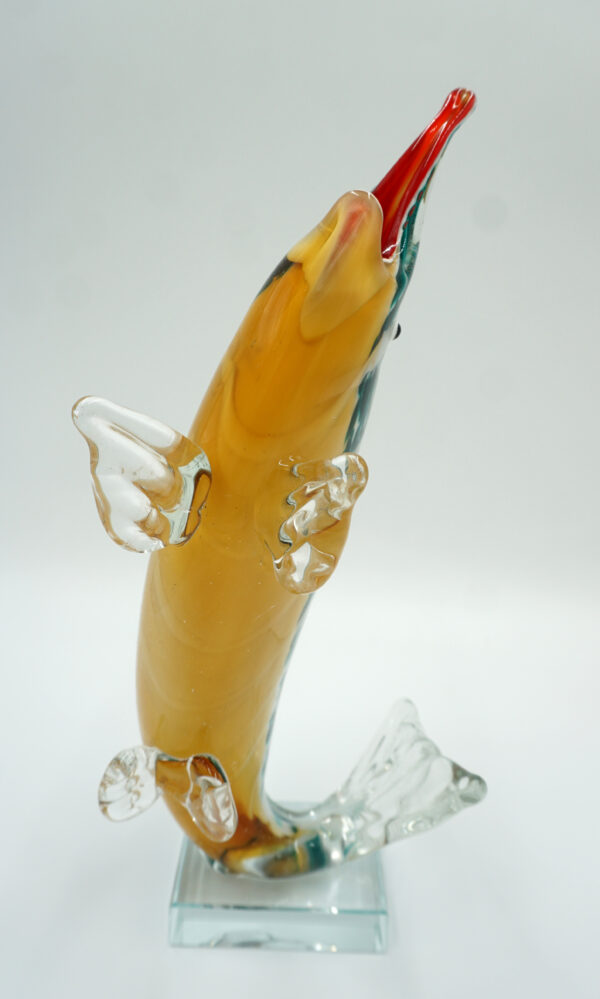 SZKŁO MURANO, FIGURKA DUŻA RYBA NA OGONIE