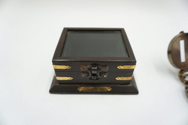 MOSIĘŻNY OKRĄGŁY KOMPAS + DREWNIANE ETUI