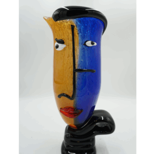 DUŻY SZKLANY WAZON STYL MURANO TWARZ KOLOROWA