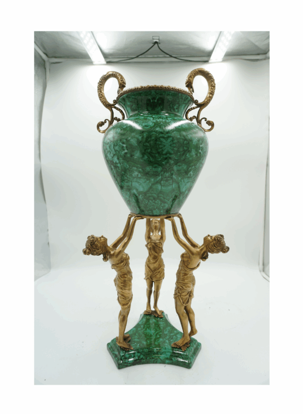 WAZON PORCELANA Z BRĄZEM POSTACIE KOBIET ZIELONY