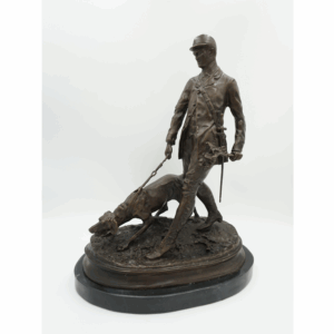 DUŻA FIGURA Z BRĄZU MYŚLIWY Z PSAMI - POLOWANIE
