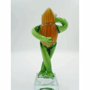 SZKŁO W STYLU MURANO, FIGURA ZIELONA ŻABA ROPUCHA