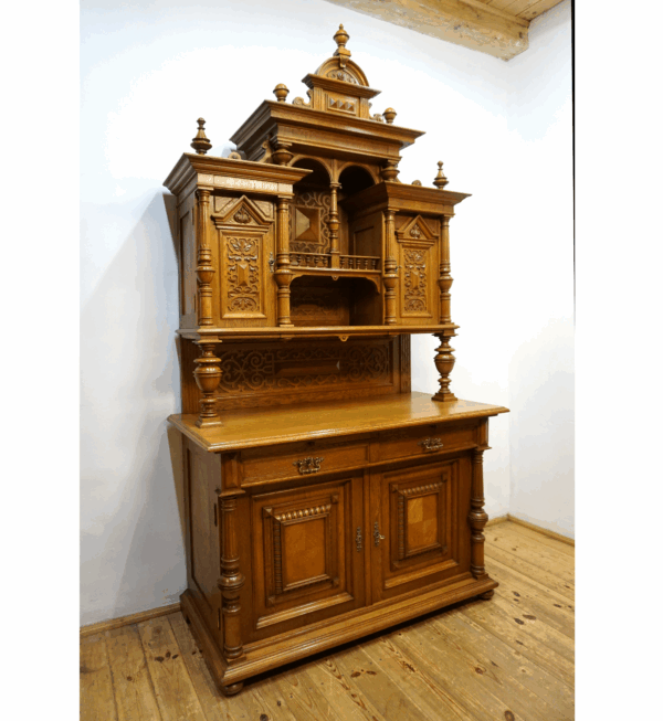 STARY NIESPOTYKANY DOSTOJNY KREDENS EKLEKTYCZNY JASNY DĄB ponad 120lat