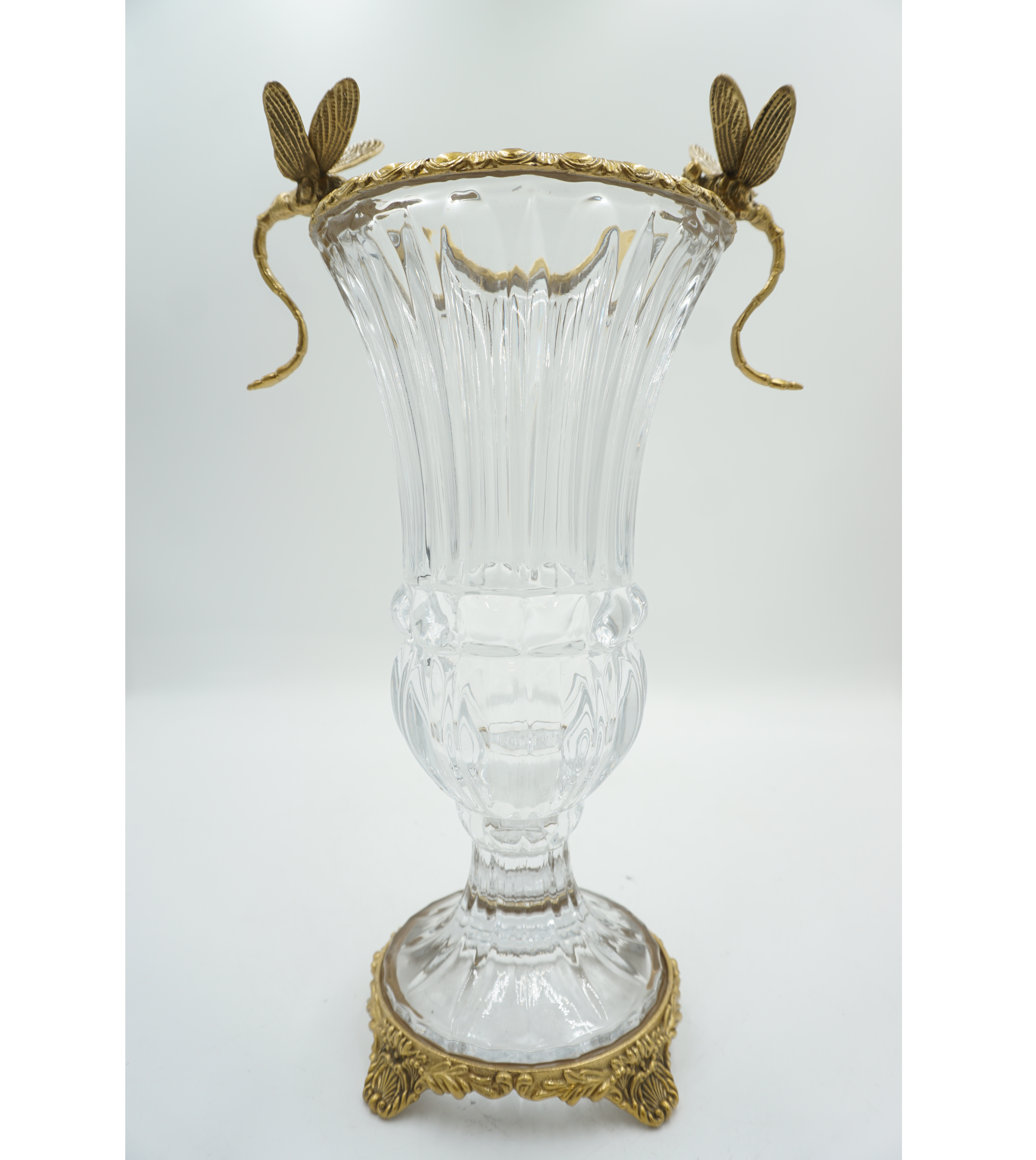 WAZON ZE SZKŁA Z OKUCIEM Z BRĄZU WAŻKI