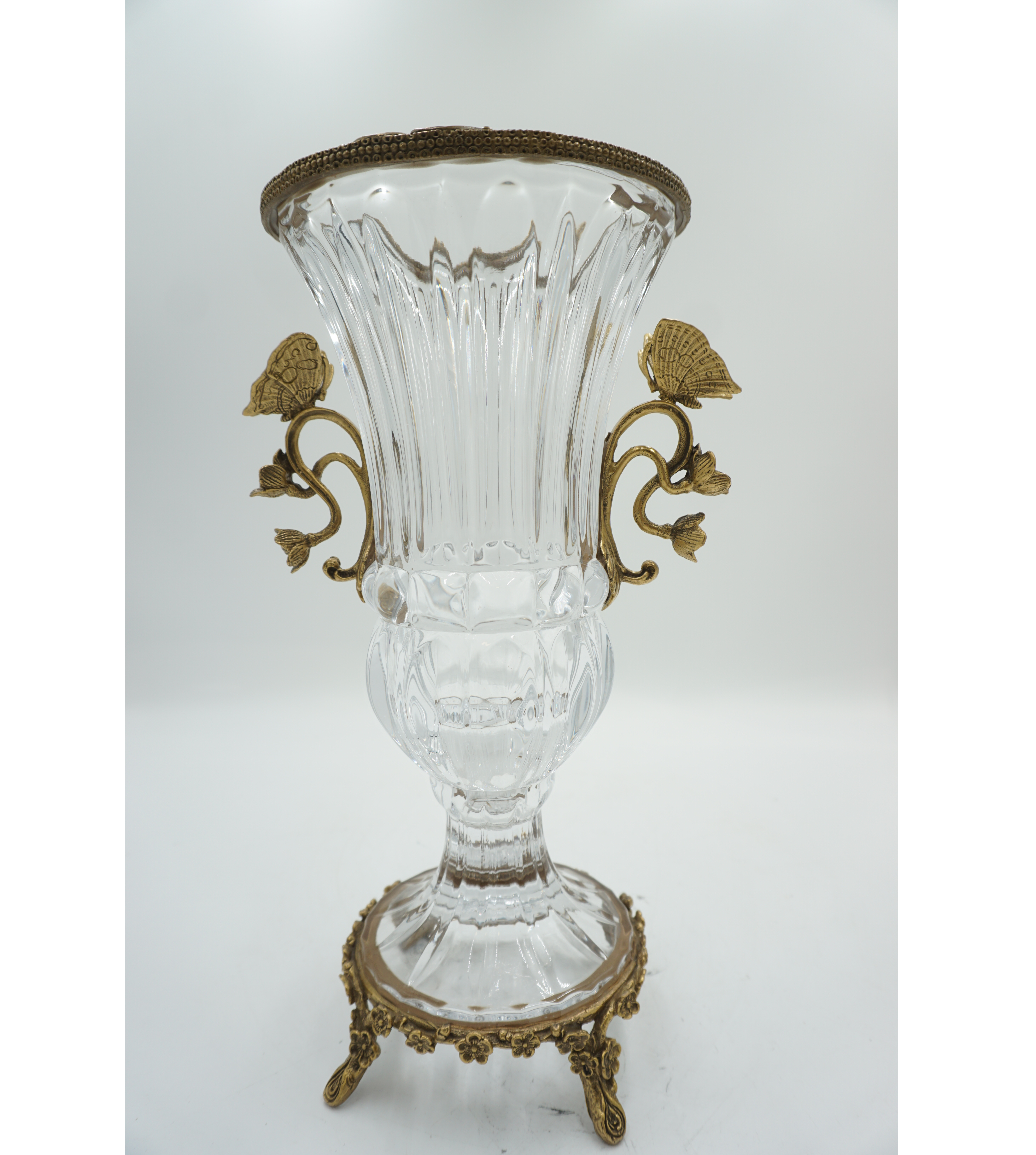 WAZON ZE SZKŁA Z OKUCIEM Z BRĄZU MOTYLKI