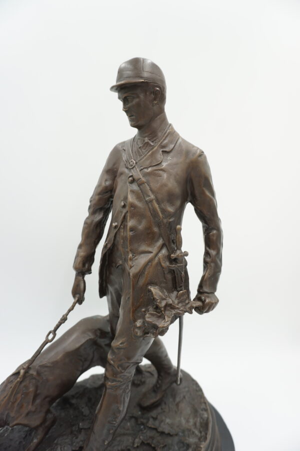 DUŻA FIGURA Z BRĄZU MYŚLIWY Z PSAMI - POLOWANIE