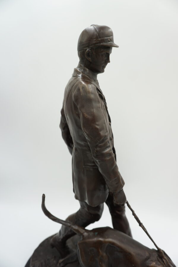 DUŻA FIGURA Z BRĄZU MYŚLIWY Z PSAMI - POLOWANIE