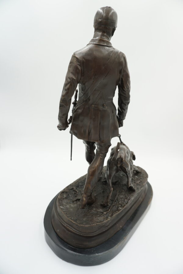 DUŻA FIGURA Z BRĄZU MYŚLIWY Z PSAMI - POLOWANIE
