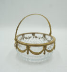 UROCZY KOSZYCZEK PATERKA ZE SZKŁA Z OKUCIEM Z BRĄZU