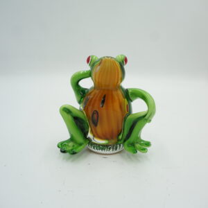 SZKŁO W STYLU MURANO, FIGURA ZIELONA ŻABA ROPUCHA
