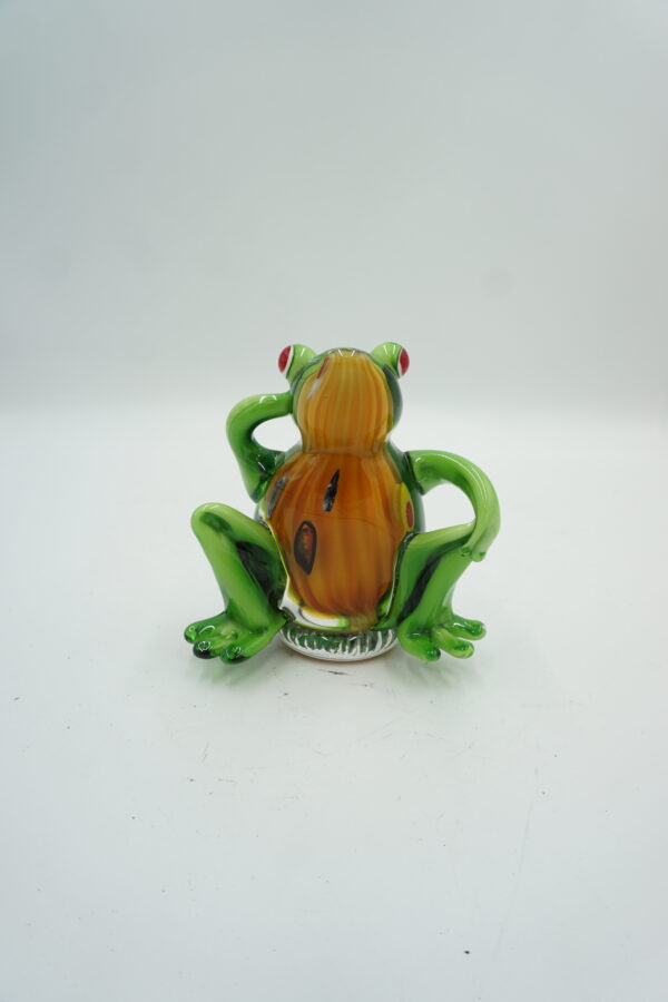 SZKŁO W STYLU MURANO, FIGURA ZIELONA ŻABA ROPUCHA