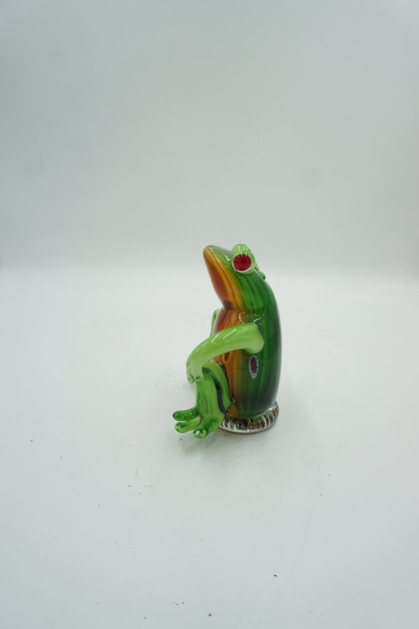SZKŁO W STYLU MURANO, FIGURA ZIELONA ŻABA ROPUCHA