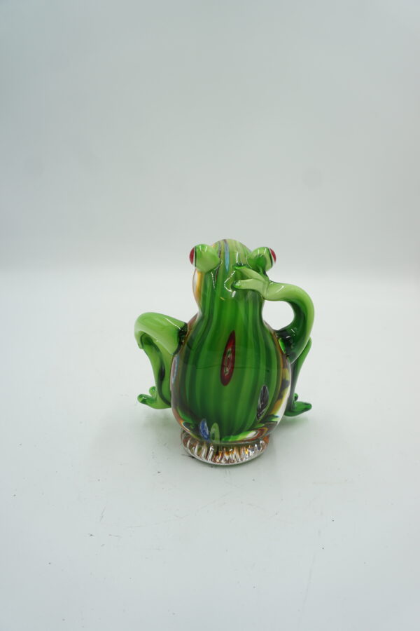 SZKŁO W STYLU MURANO, FIGURA ZIELONA ŻABA ROPUCHA