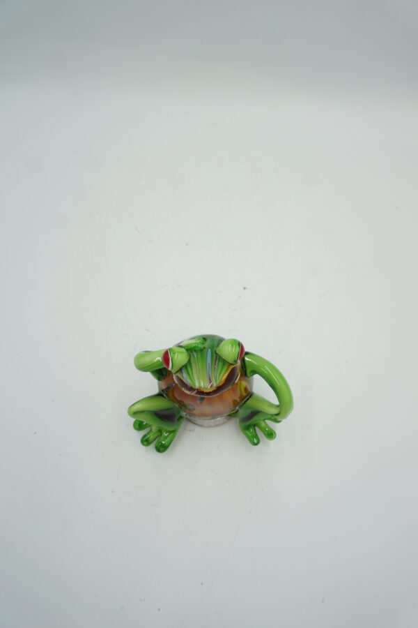 SZKŁO W STYLU MURANO, FIGURA ZIELONA ŻABA ROPUCHA