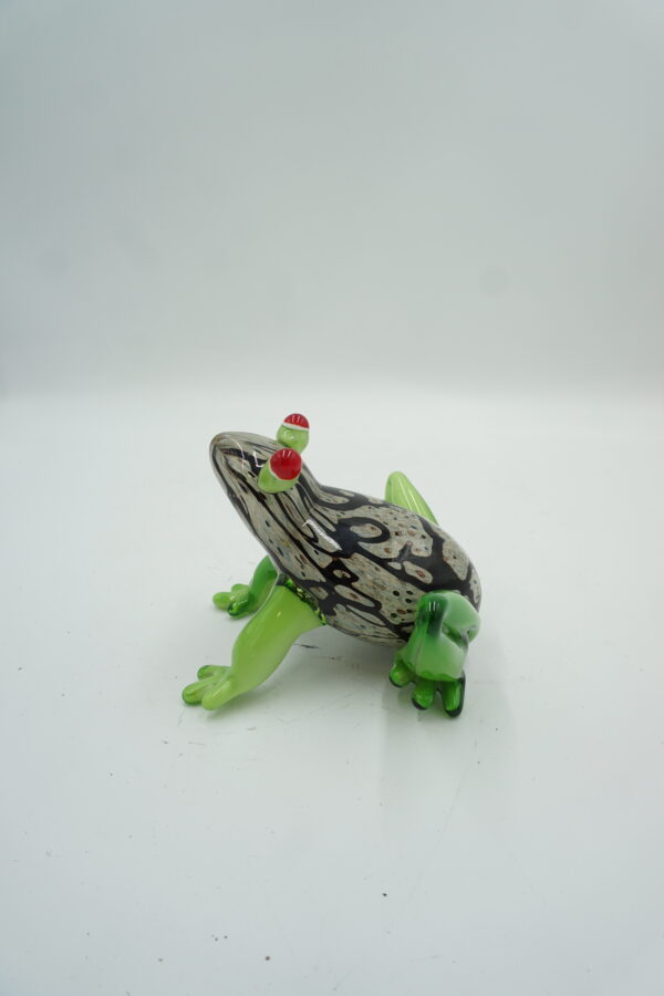 SZKŁO W STYLU MURANO, FIGURA ZIELONA ŻABA ROPUCHA