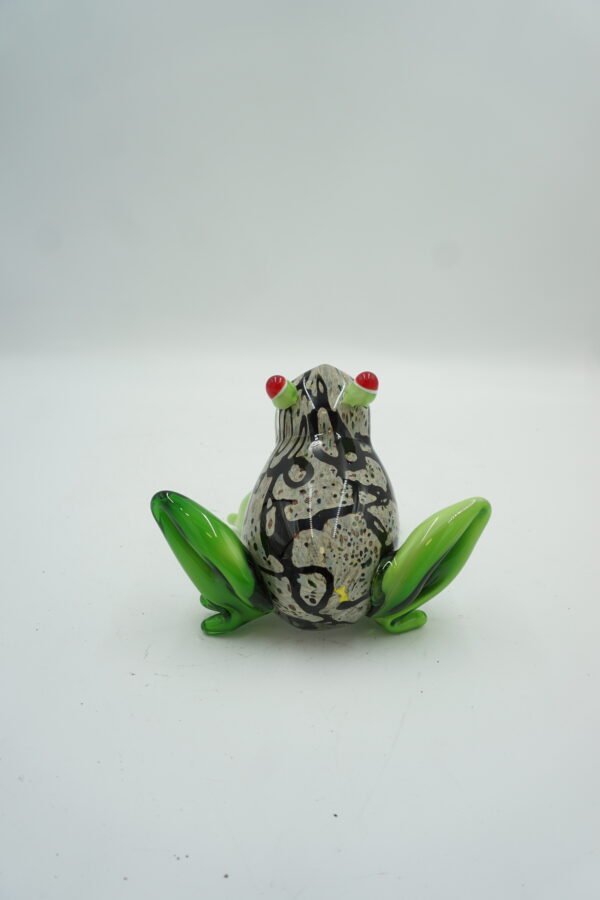 SZKŁO W STYLU MURANO, FIGURA ZIELONA ŻABA ROPUCHA