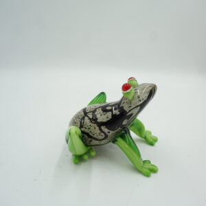SZKŁO W STYLU MURANO, FIGURA ZIELONA ŻABA ROPUCHA