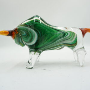 SZKLANA FIGURA STYL MURANO, BYK SYMBOL SIŁY GIEŁDA HOSSA