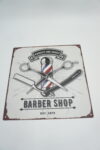 BLASZANY SZYLD - TABLICZKA "BARBER SHOP" 30X30 cm.
