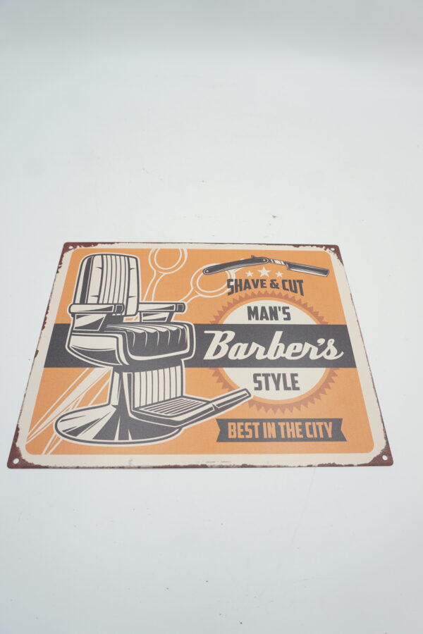 BLASZANY SZYLD - TABLICZKA "MAN'S BARBER'S STYLE" 20X25 cm.2