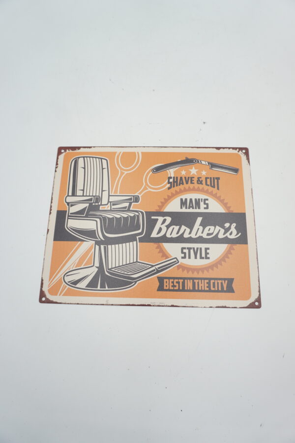 BLASZANY SZYLD - TABLICZKA "MAN'S BARBER'S STYLE" 20X25 cm.2